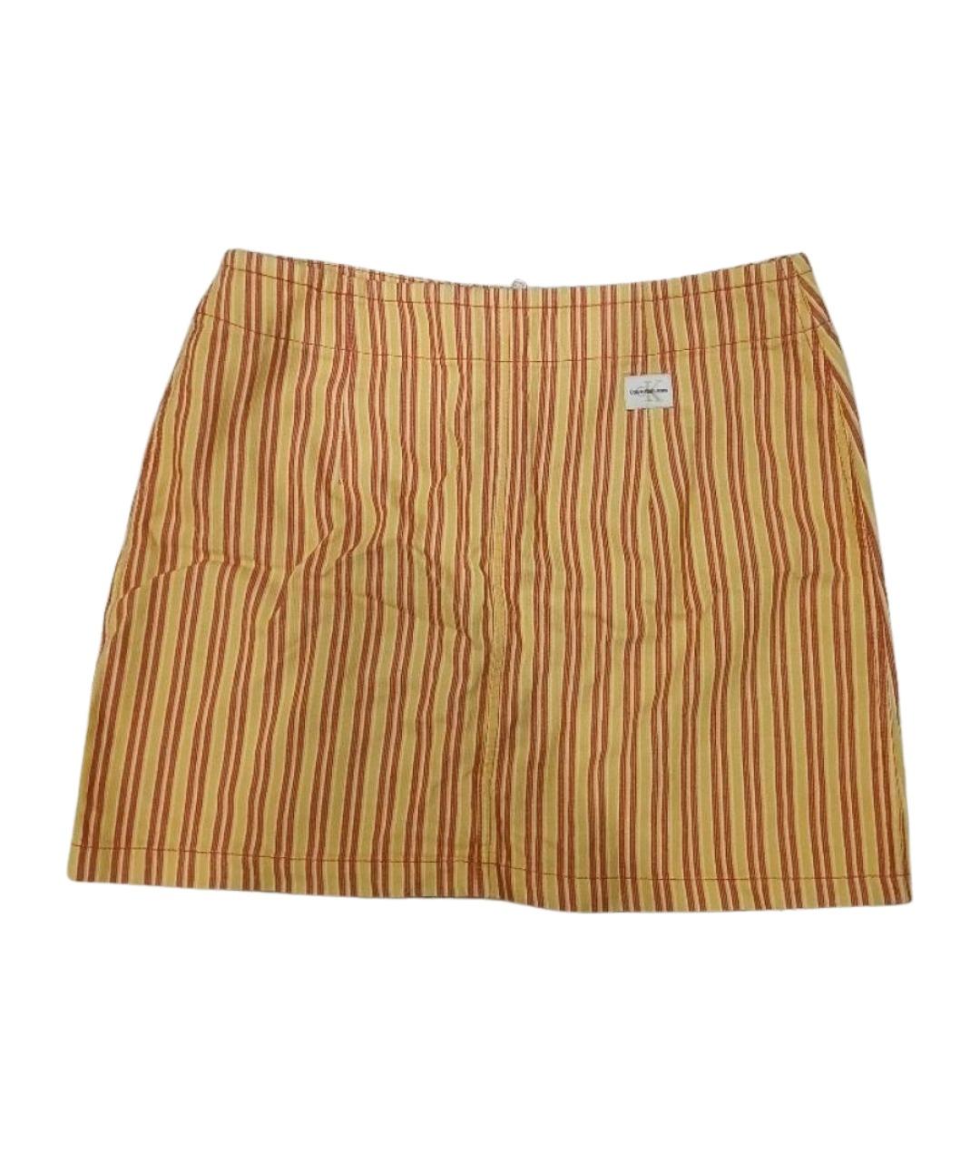 CALVIN KLEIN JEANS Оранжевая хлопковая юбка мини, фото 1