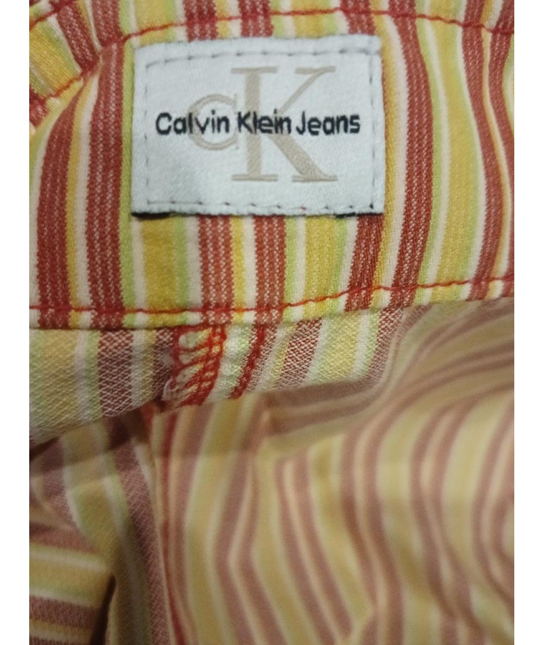 CALVIN KLEIN JEANS Оранжевая хлопковая юбка мини, фото 3