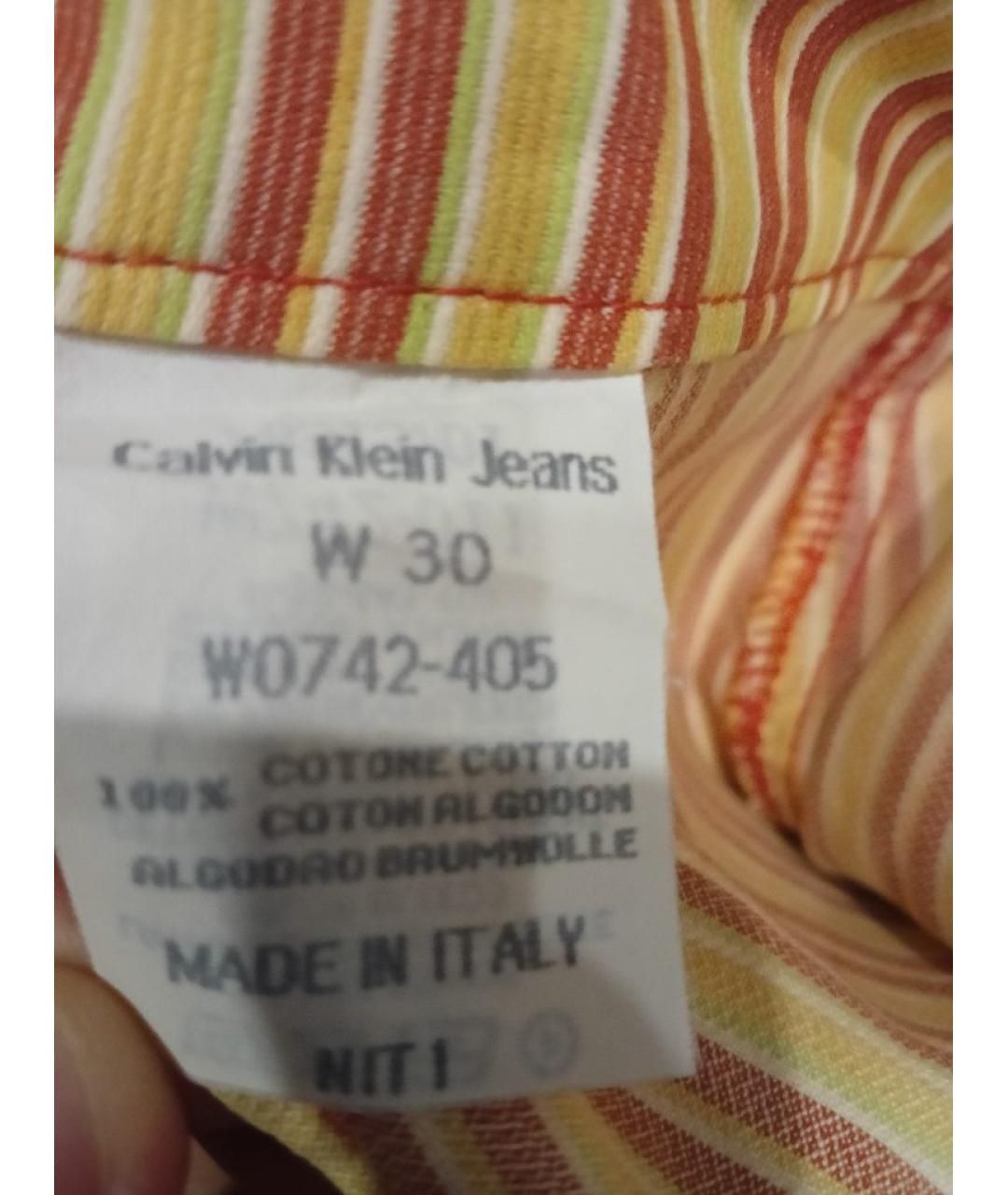 CALVIN KLEIN JEANS Оранжевая хлопковая юбка мини, фото 5