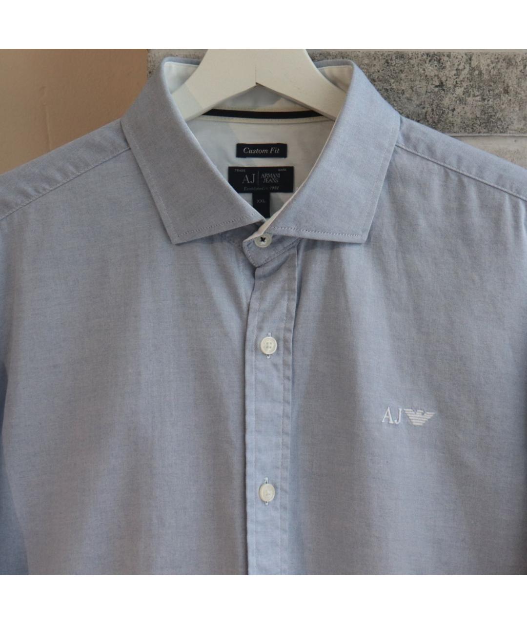 ARMANI JEANS Голубая хлопковая кэжуал рубашка, фото 4