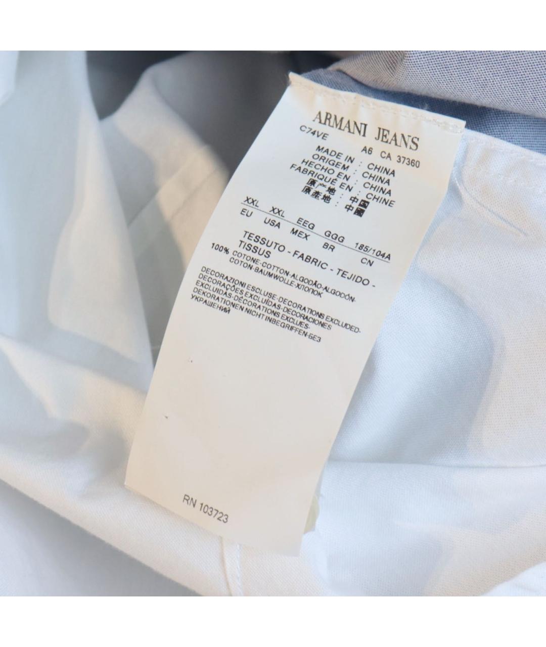 ARMANI JEANS Голубая хлопковая кэжуал рубашка, фото 7