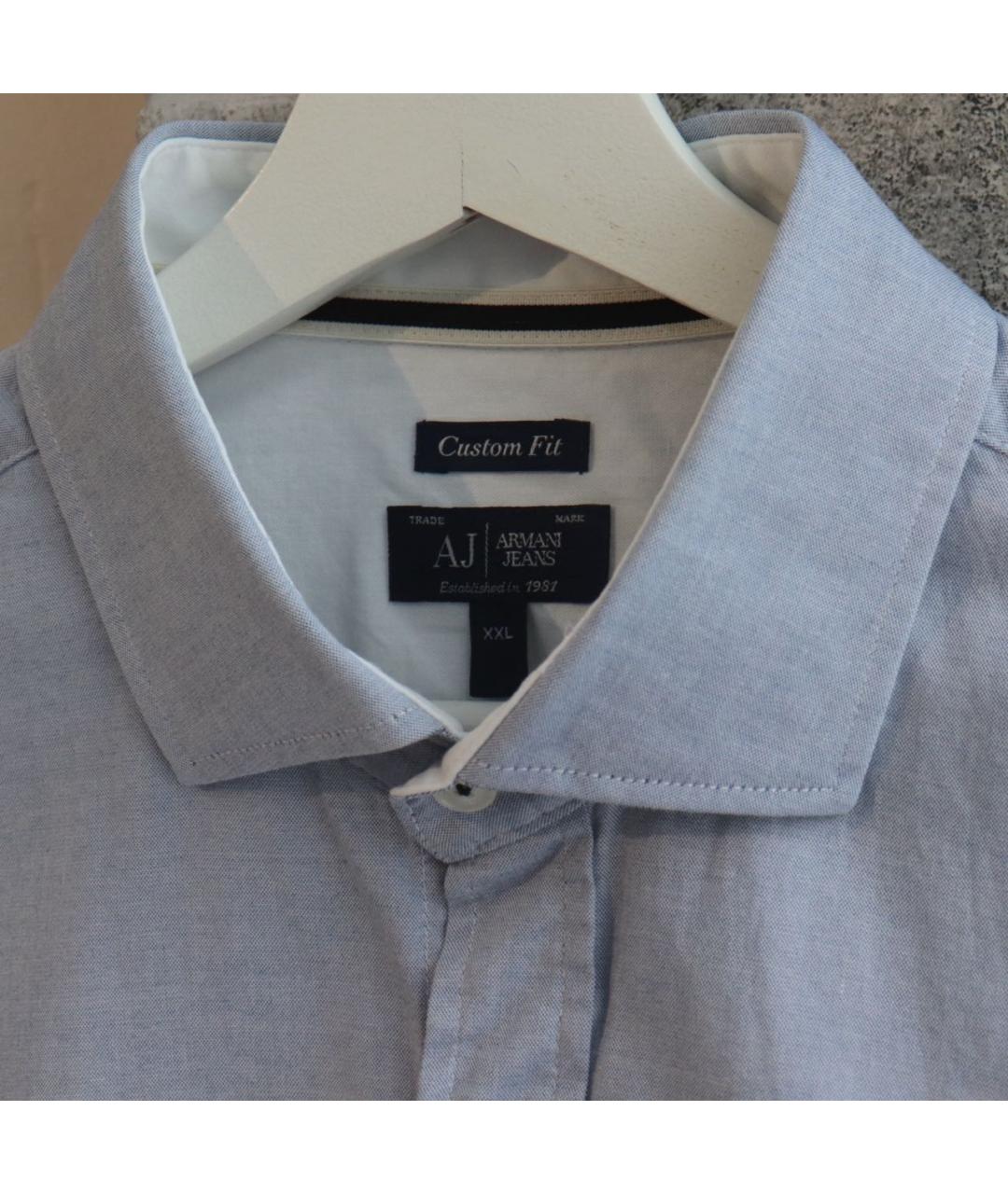 ARMANI JEANS Голубая хлопковая кэжуал рубашка, фото 3