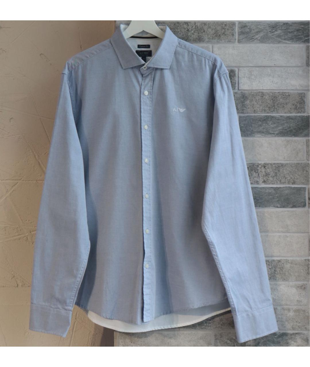 ARMANI JEANS Голубая хлопковая кэжуал рубашка, фото 8