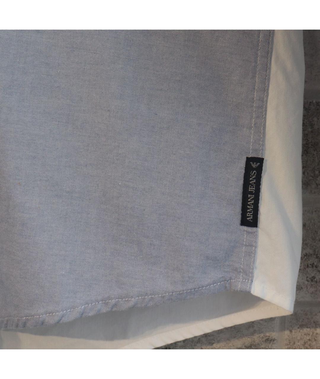 ARMANI JEANS Голубая хлопковая кэжуал рубашка, фото 5