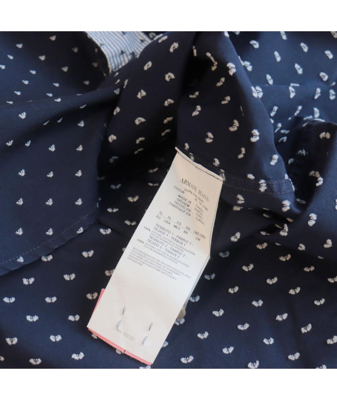 ARMANI JEANS Темно-синяя хлопковая кэжуал рубашка, фото 7