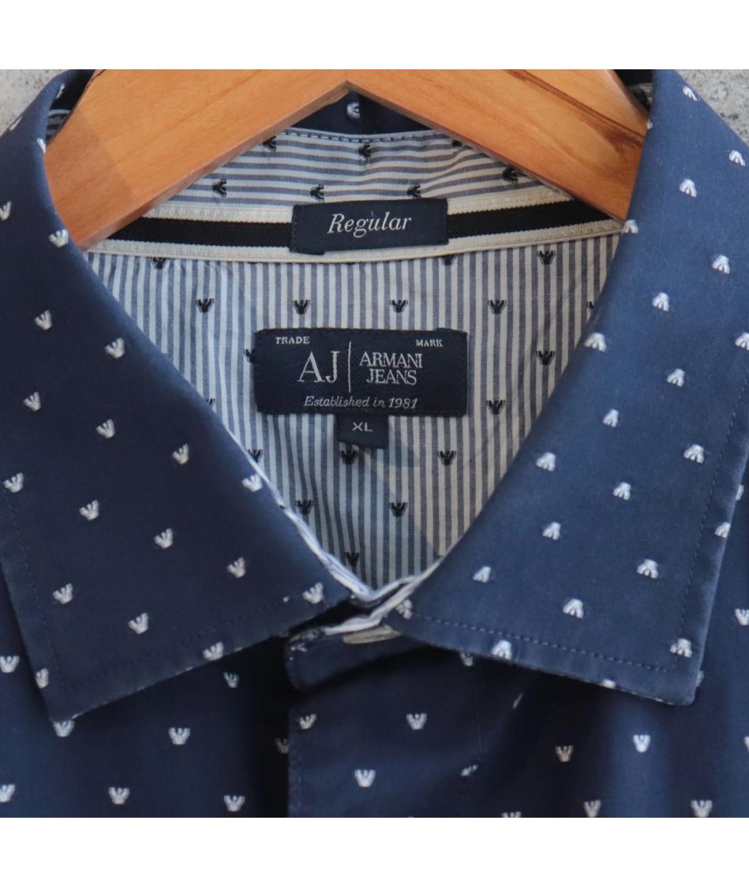 ARMANI JEANS Темно-синяя хлопковая кэжуал рубашка, фото 3