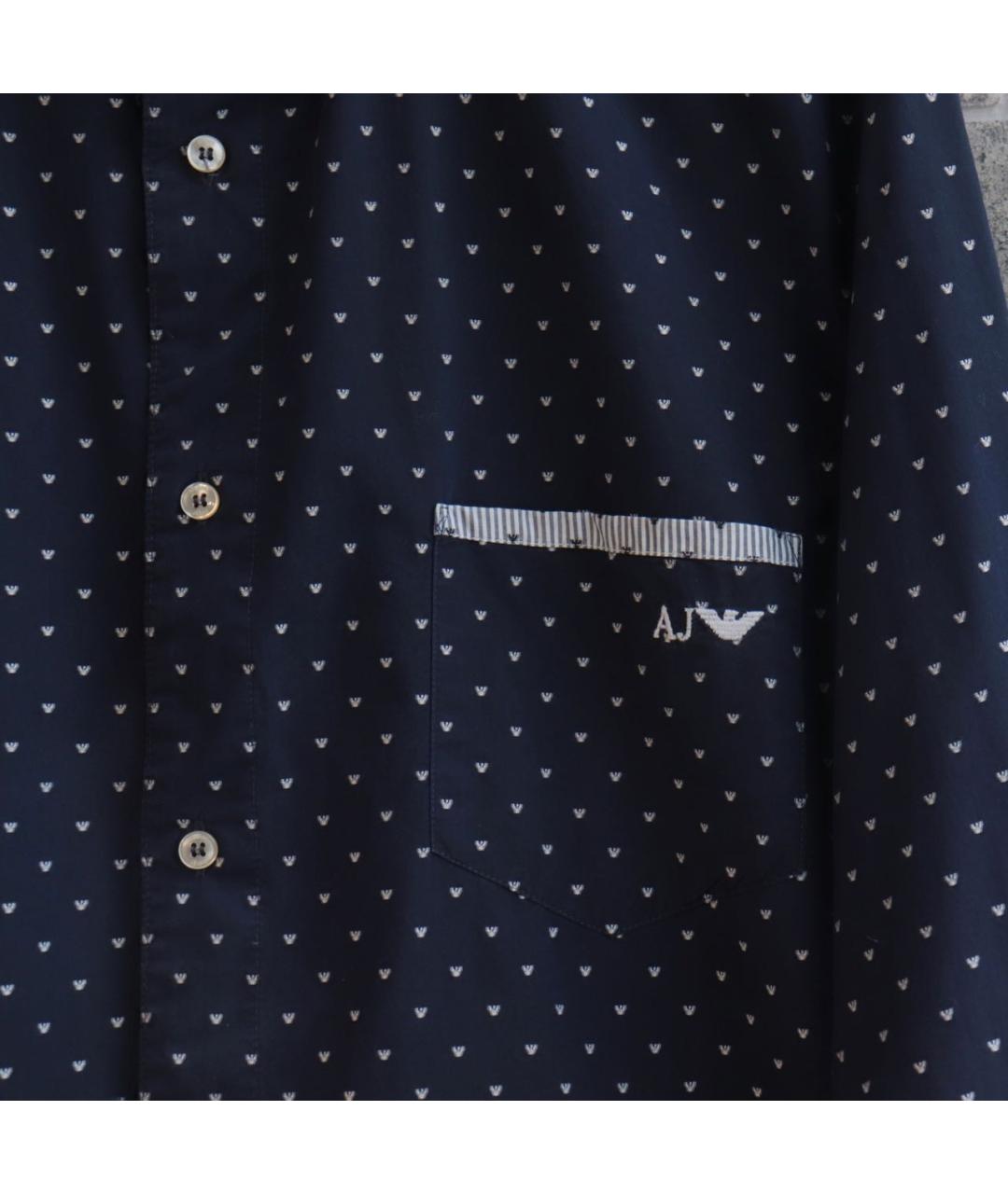 ARMANI JEANS Темно-синяя хлопковая кэжуал рубашка, фото 5