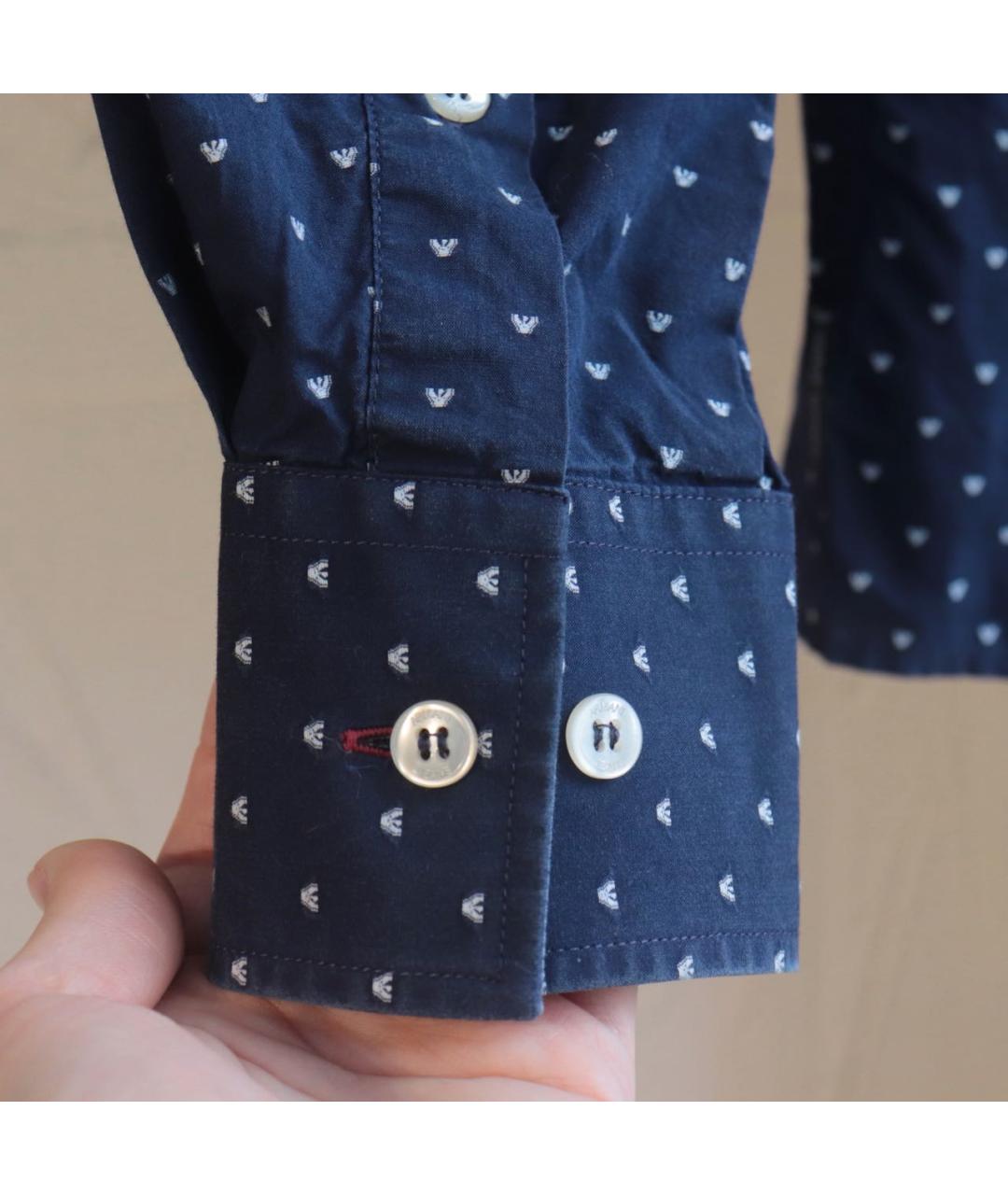 ARMANI JEANS Темно-синяя хлопковая кэжуал рубашка, фото 6