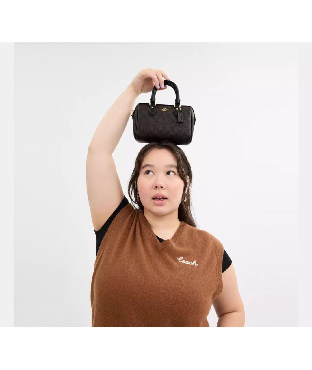 COACH Коричневая сумка с короткими ручками, фото 7