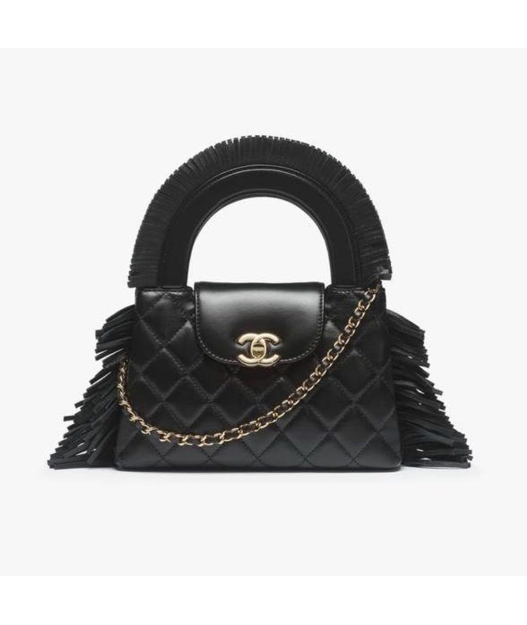 CHANEL Черная кожаная сумка с короткими ручками, фото 3