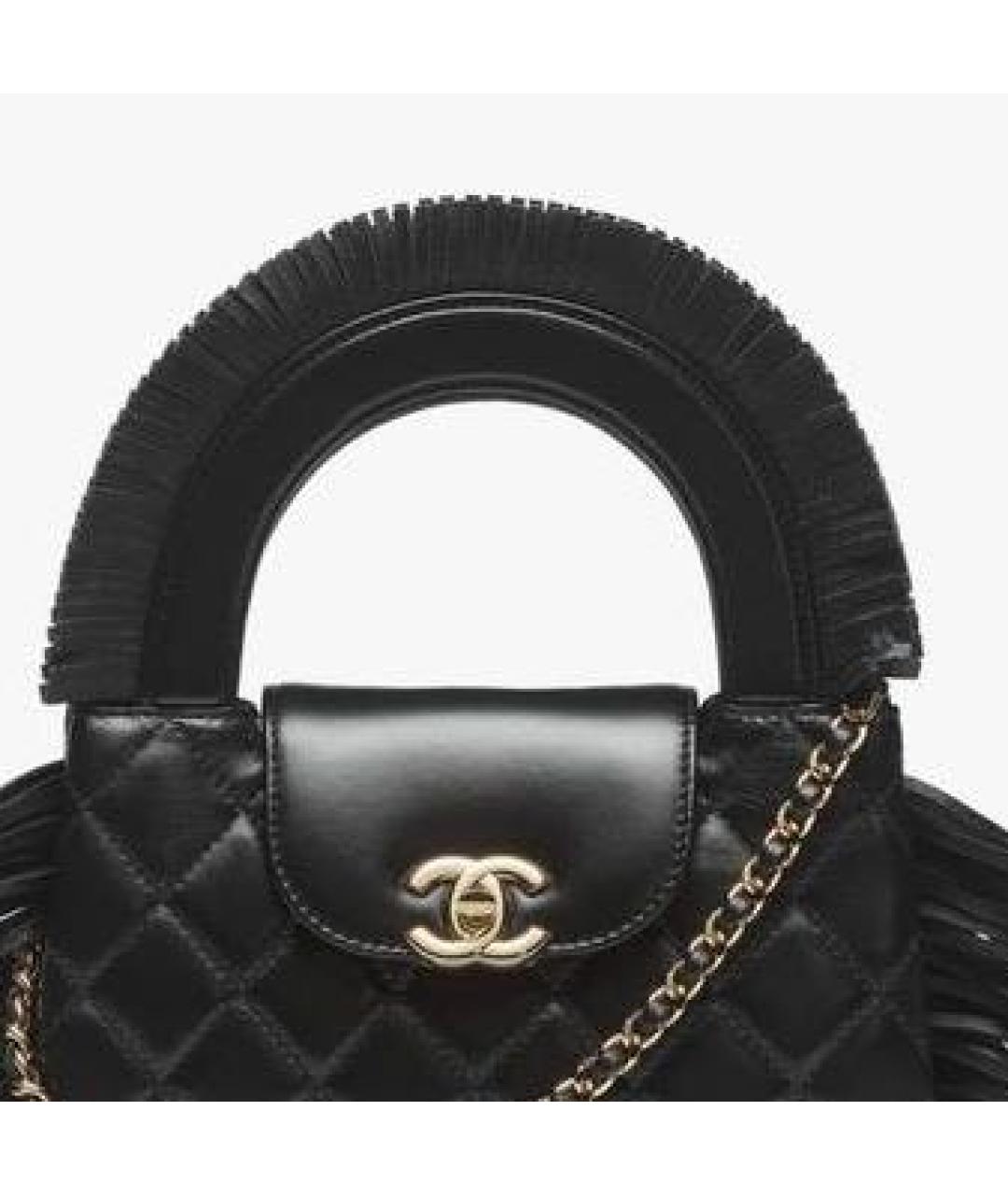 CHANEL Черная кожаная сумка с короткими ручками, фото 2