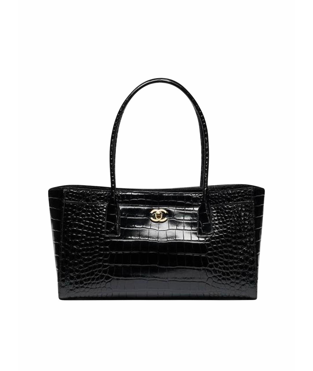 CHANEL Черная кожаная сумка с короткими ручками, фото 1