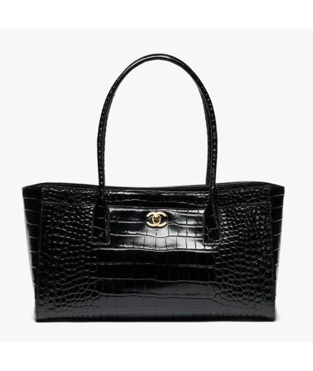 CHANEL Черная кожаная сумка с короткими ручками, фото 3