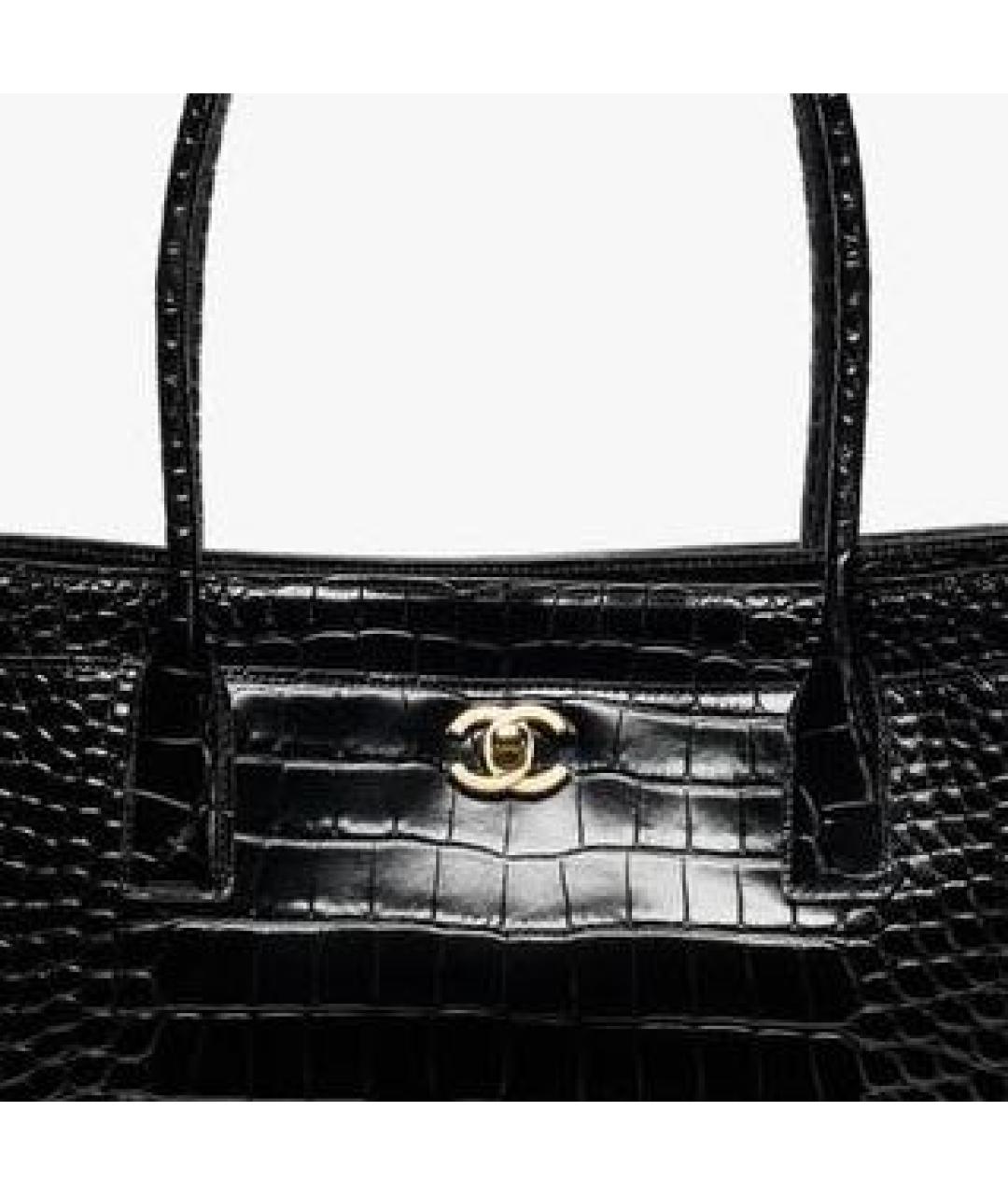 CHANEL Черная кожаная сумка с короткими ручками, фото 2