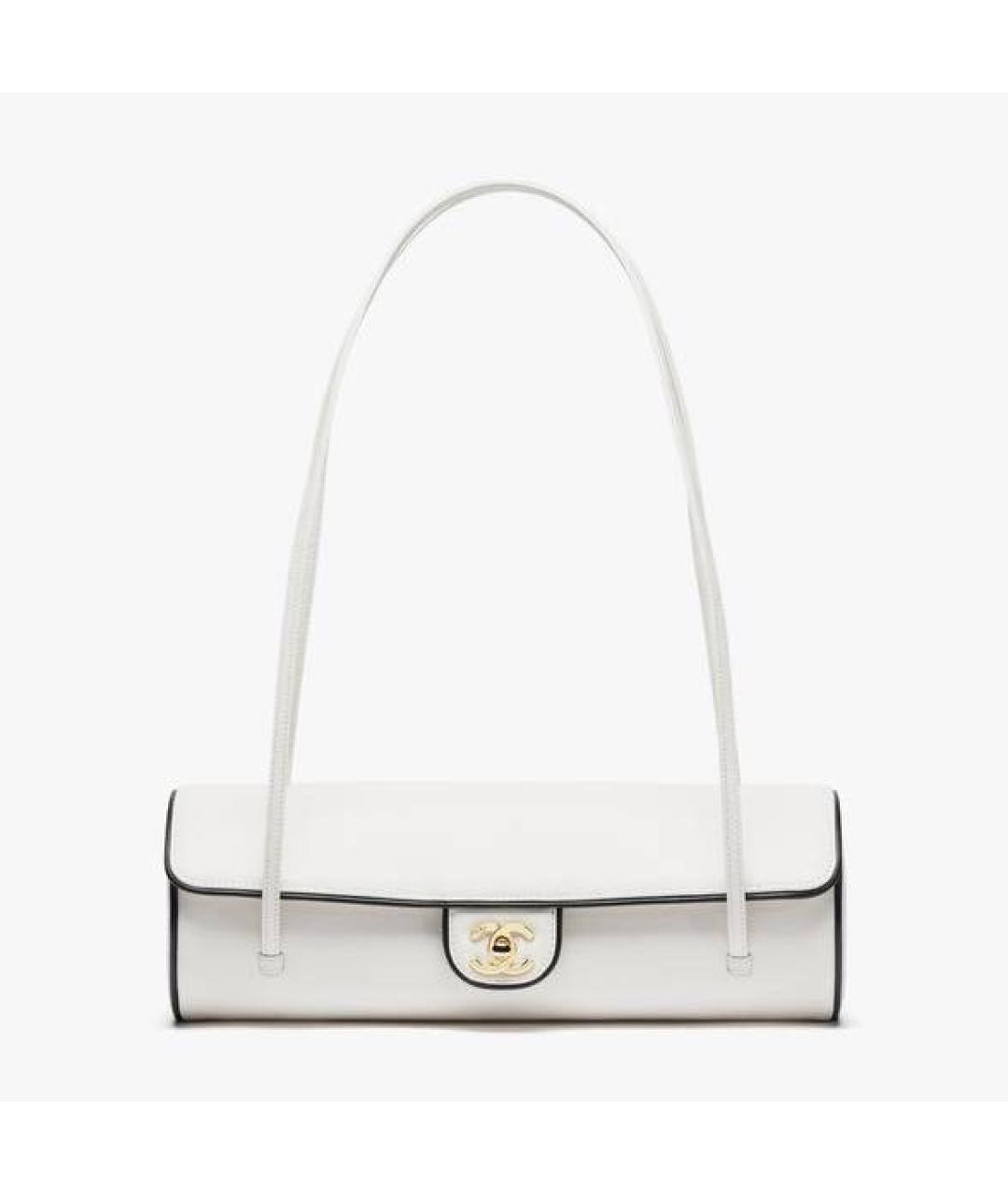 CHANEL Белая кожаная сумка с короткими ручками, фото 3