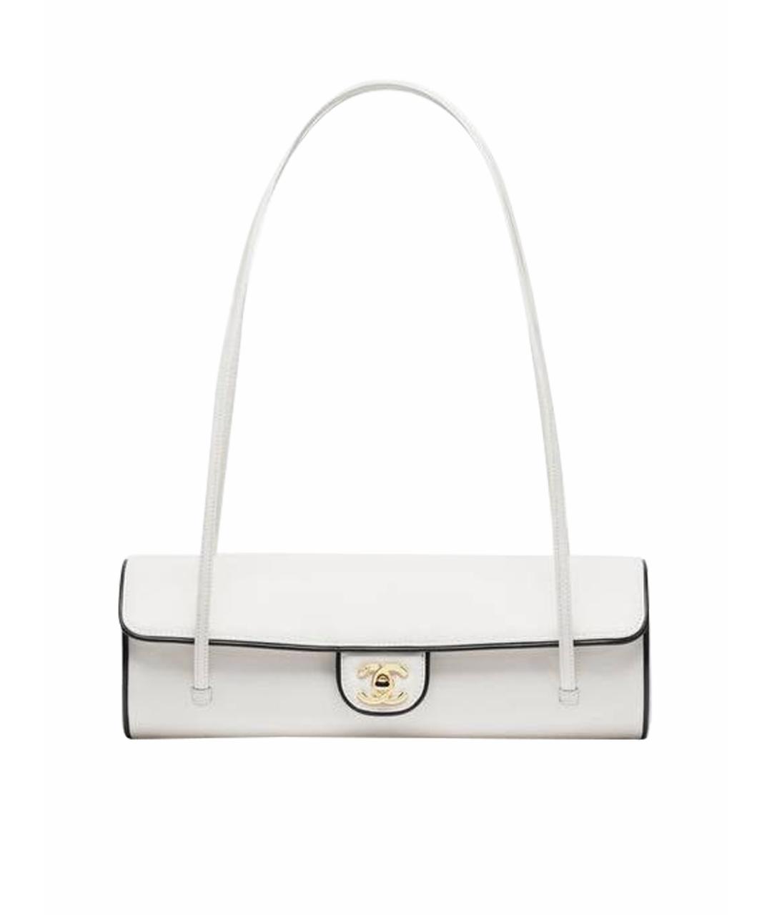 CHANEL Белая кожаная сумка с короткими ручками, фото 1