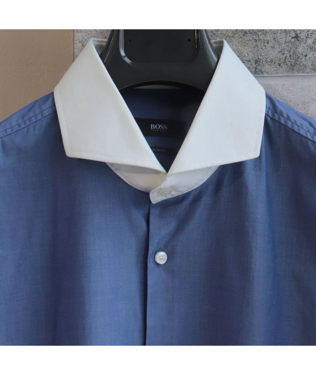 HUGO BOSS Синяя хлопковая классическая рубашка, фото 4