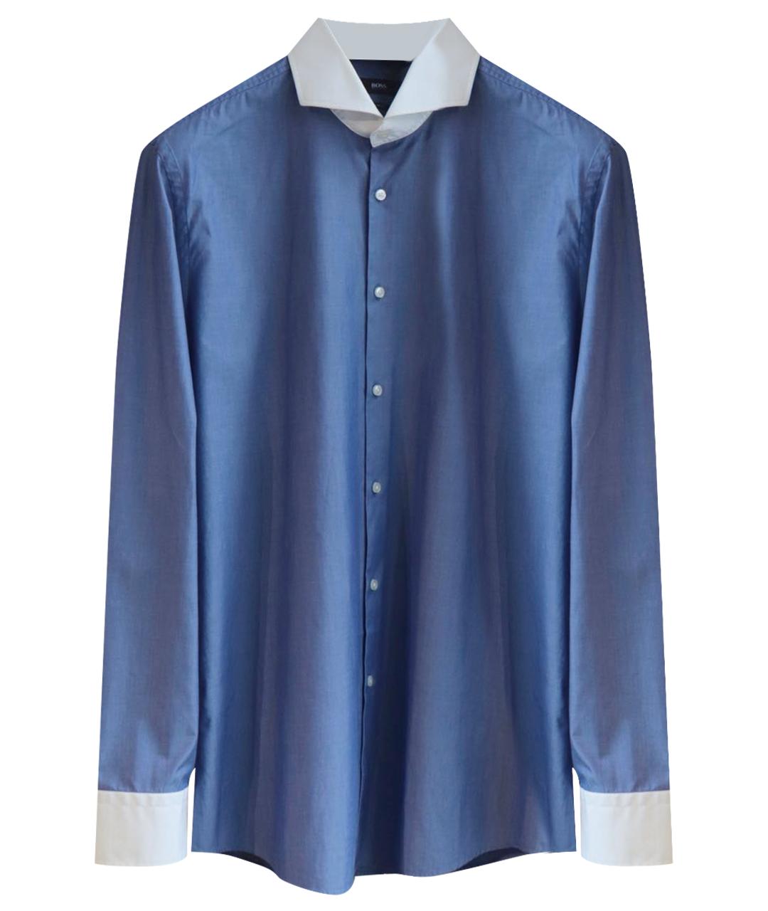 HUGO BOSS Синяя хлопковая классическая рубашка, фото 9