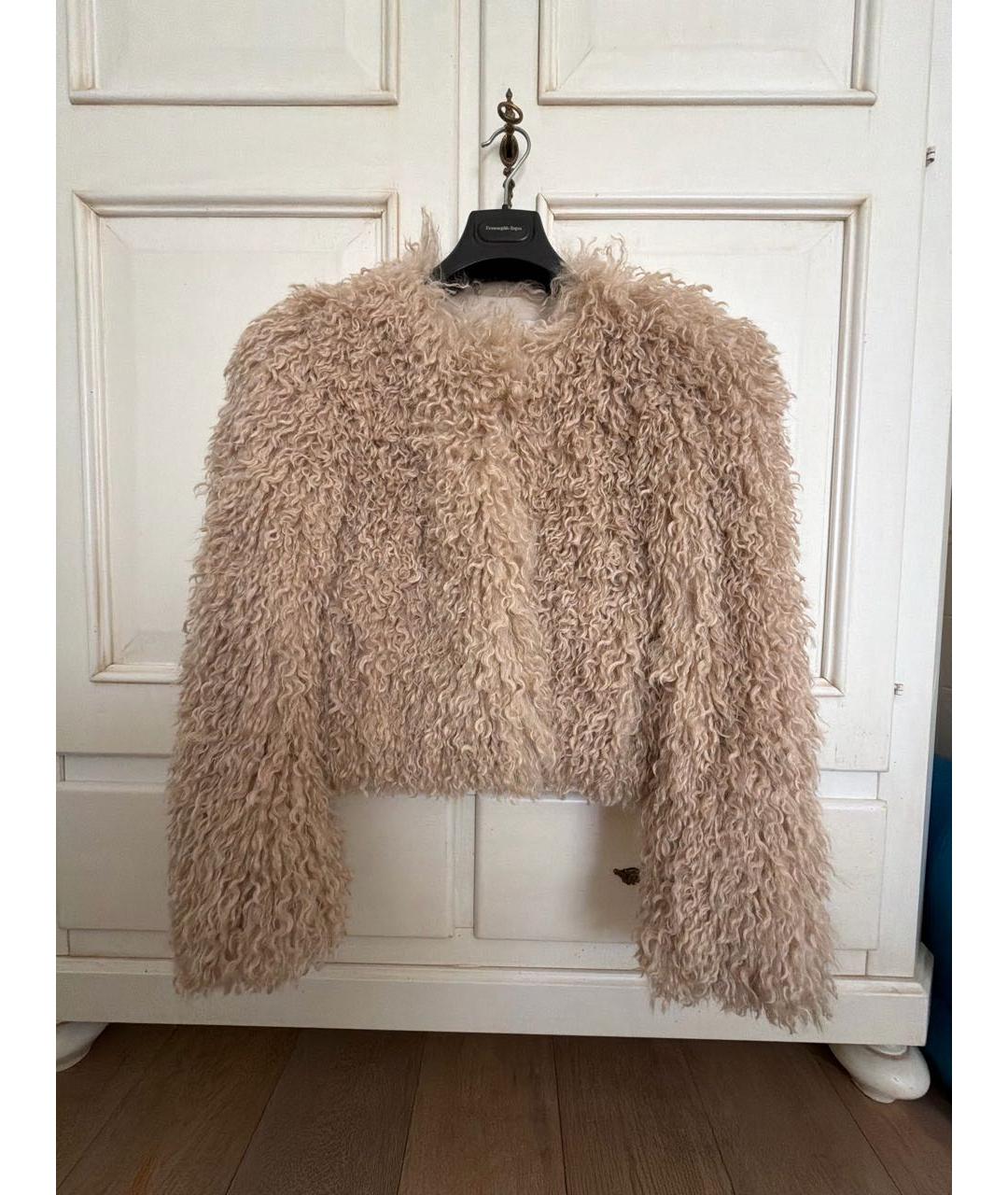 ISABEL MARANT Бежевая полиэстеровая шуба, фото 5