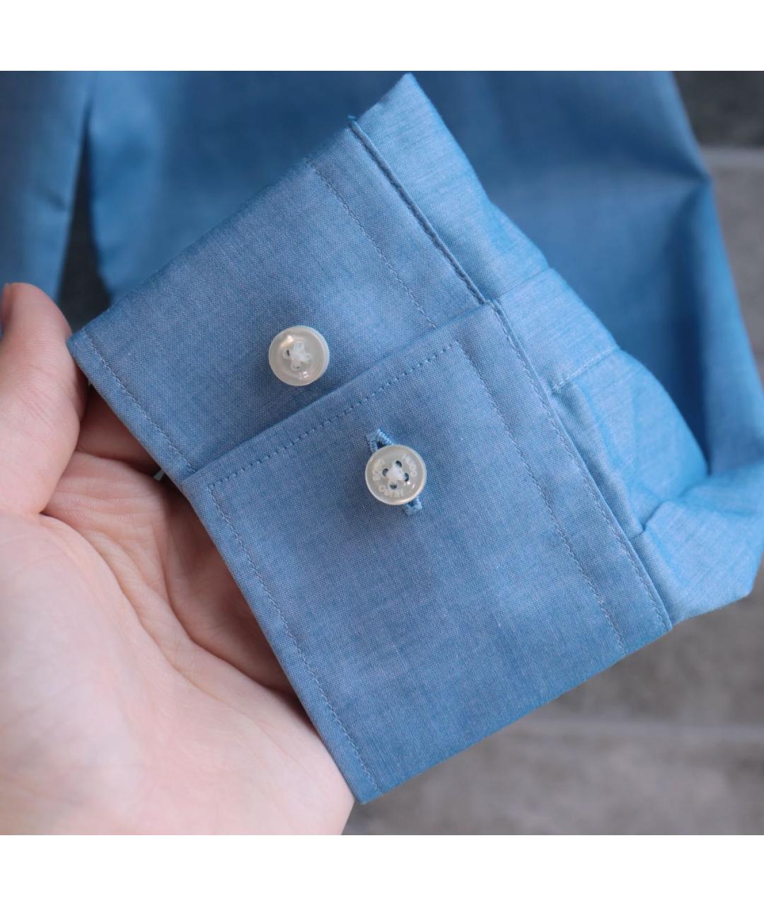 HUGO BOSS Голубая хлопковая классическая рубашка, фото 5