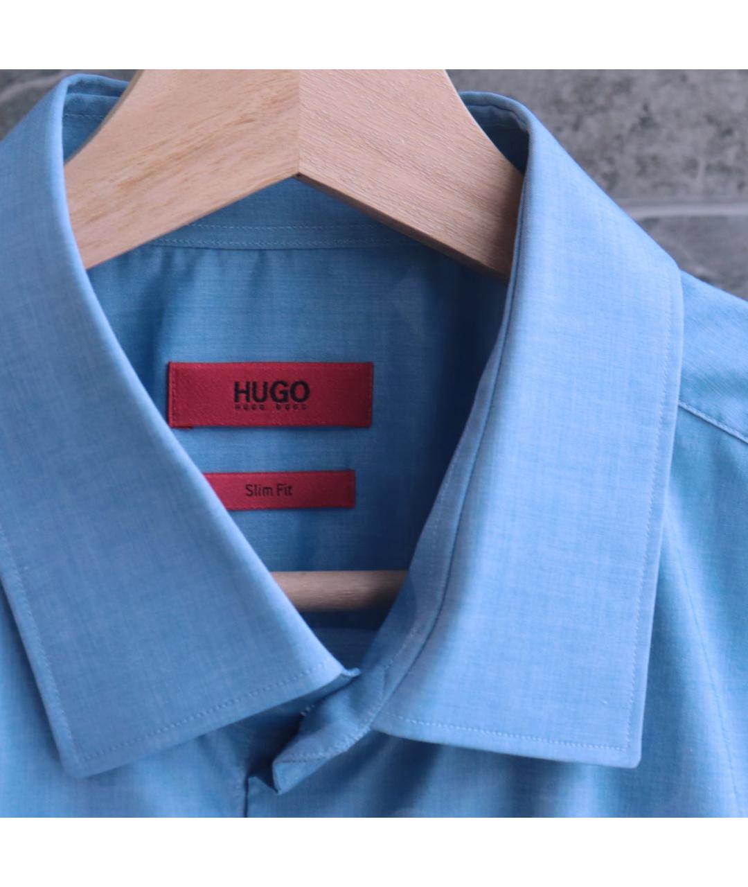 HUGO BOSS Голубая хлопковая классическая рубашка, фото 3