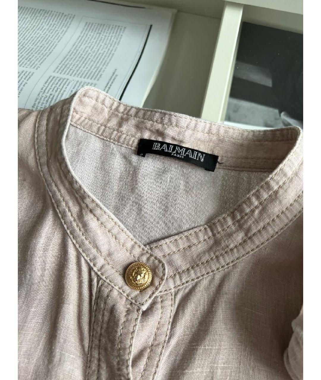 BALMAIN Бежевая льняная рубашка, фото 5