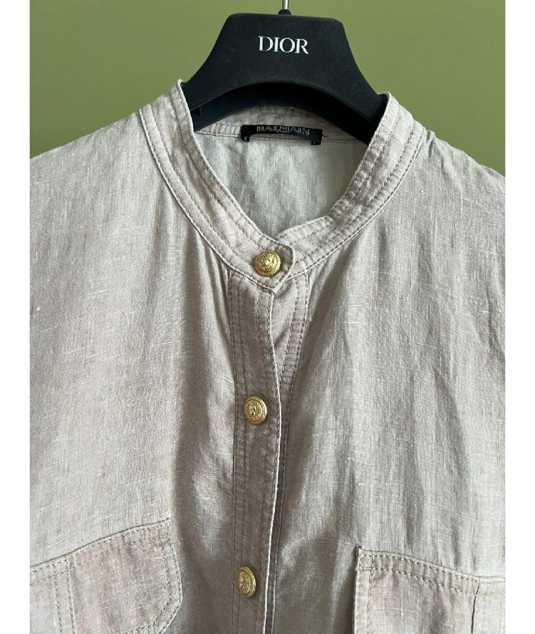 BALMAIN Бежевая льняная рубашка, фото 8