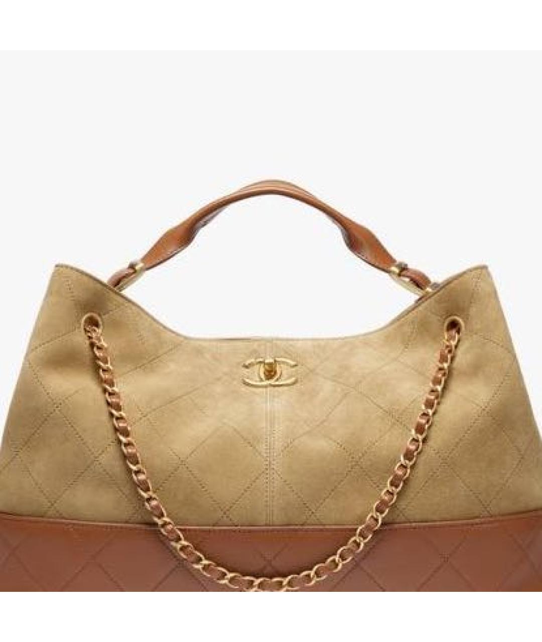 CHANEL Коричневая кожаная сумка с короткими ручками, фото 2