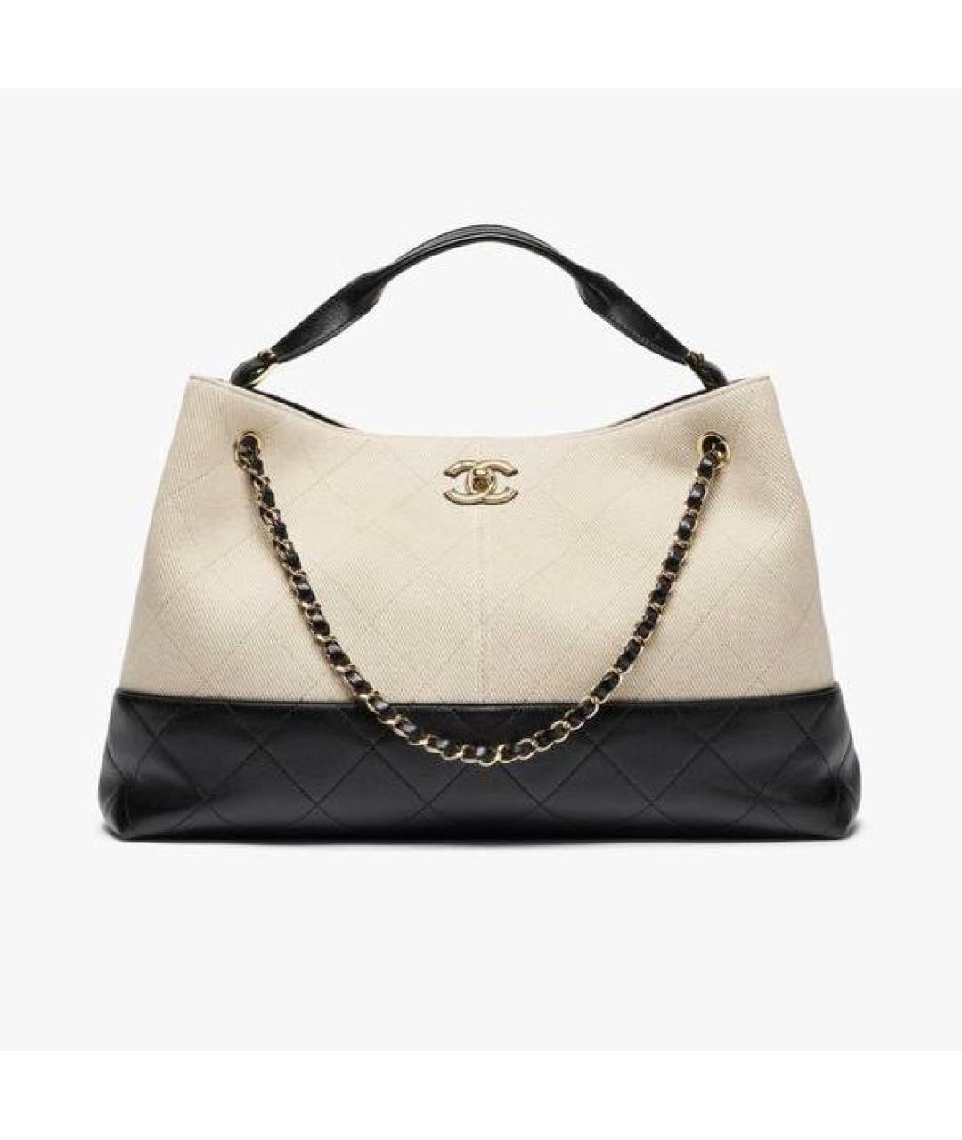 CHANEL Бежевая кожаная сумка с короткими ручками, фото 3