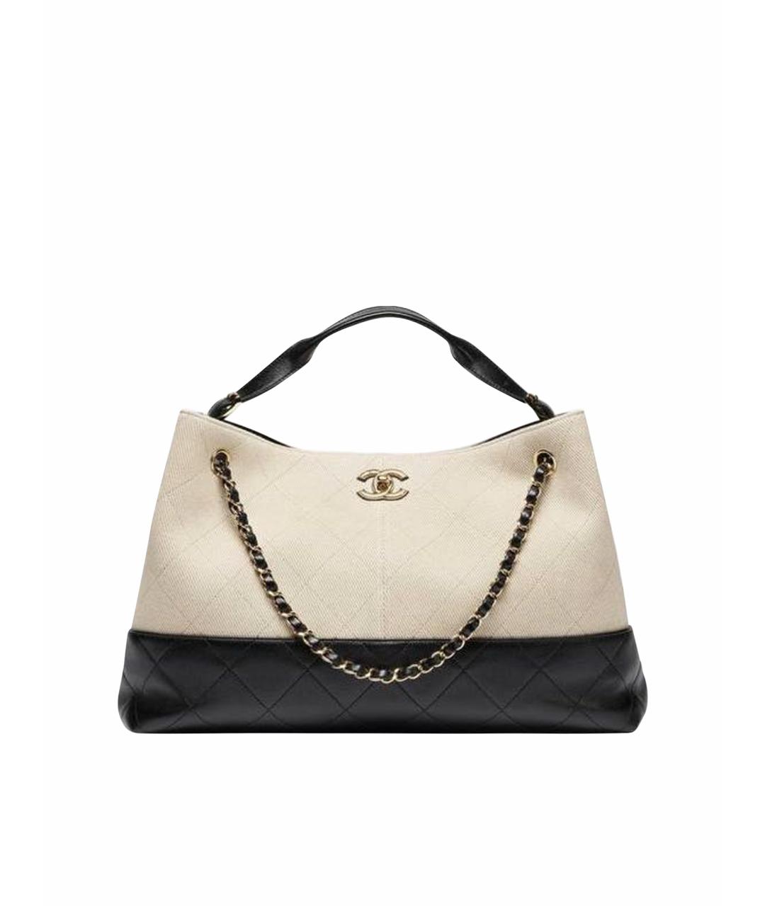 CHANEL Бежевая кожаная сумка с короткими ручками, фото 1