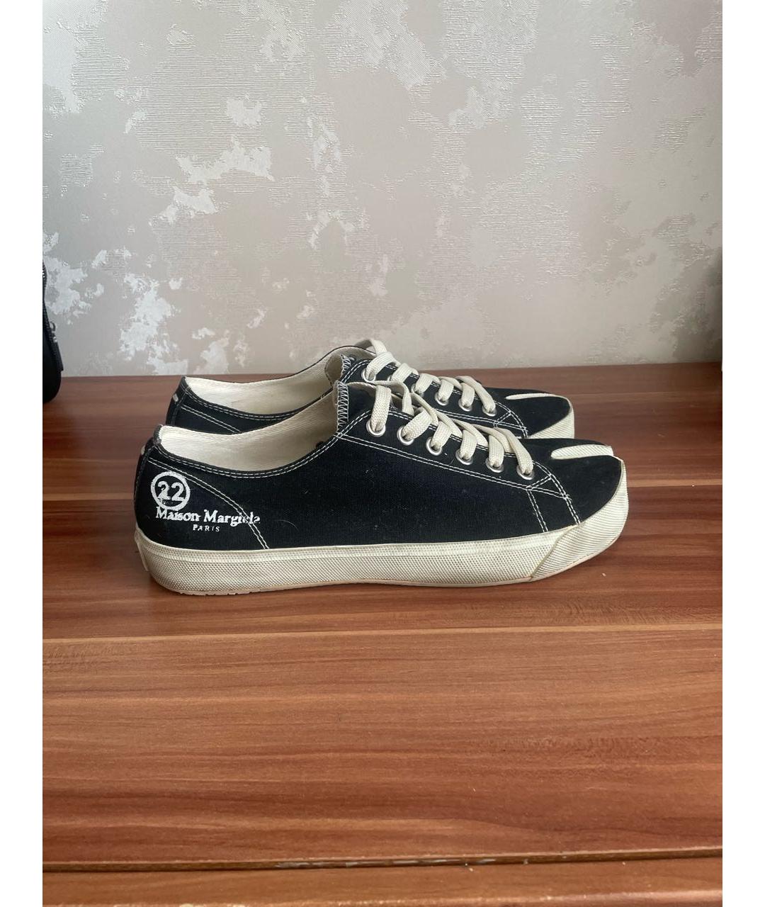 MAISON MARGIELA Черные текстильные низкие кроссовки / кеды, фото 5