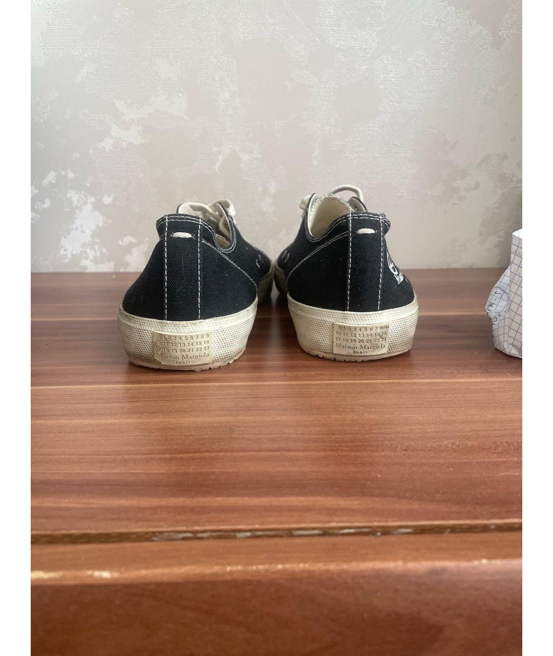 MAISON MARGIELA Черные текстильные низкие кроссовки / кеды, фото 4