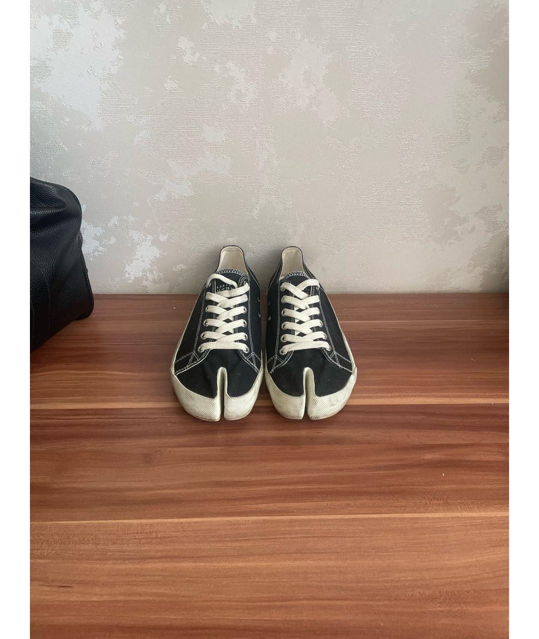 MAISON MARGIELA Черные текстильные низкие кроссовки / кеды, фото 2