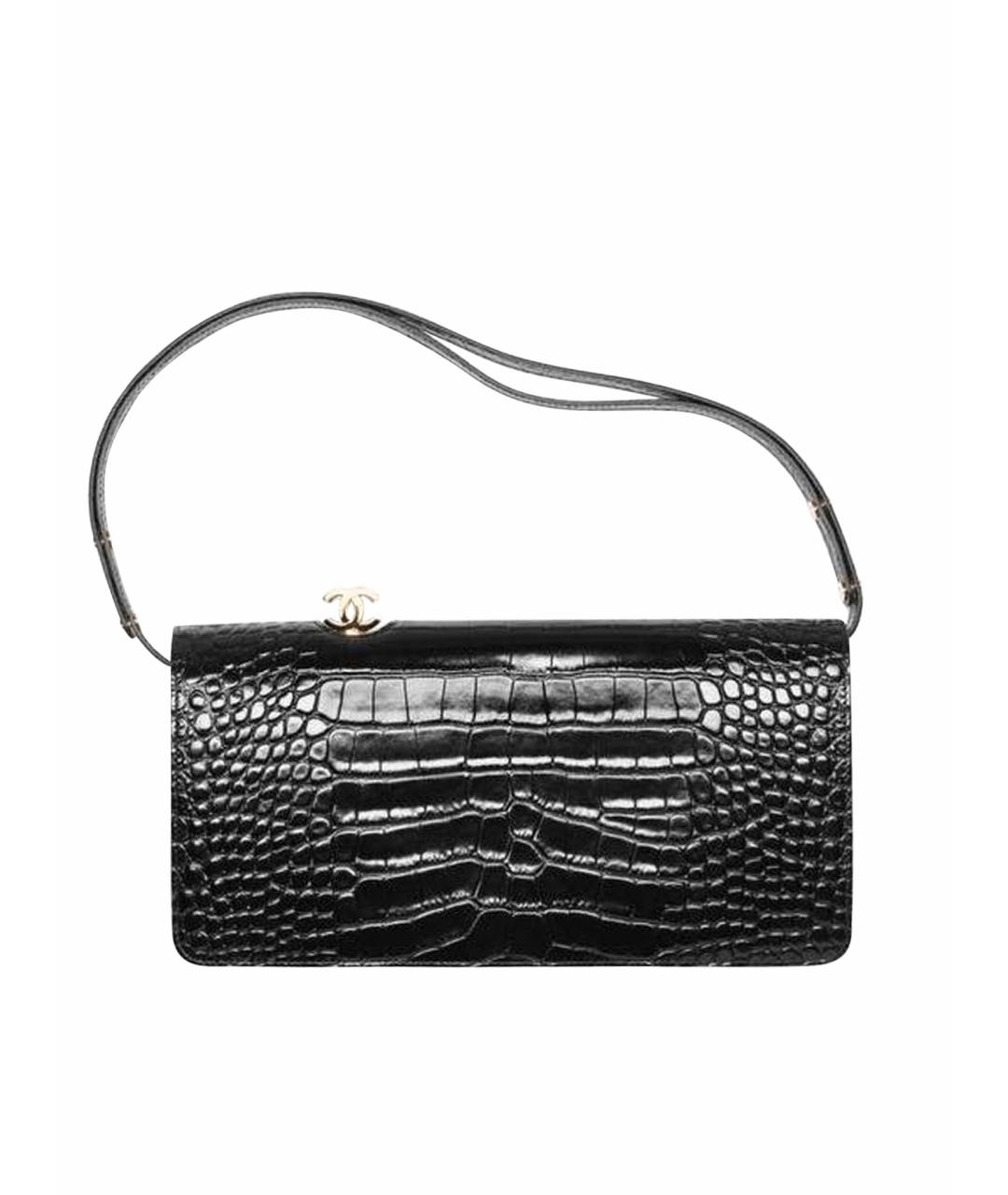 CHANEL Черная кожаная сумка с короткими ручками, фото 4
