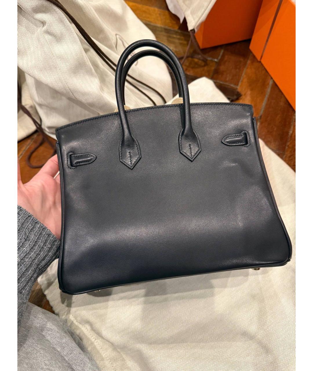 HERMES Черная кожаная сумка с короткими ручками, фото 3