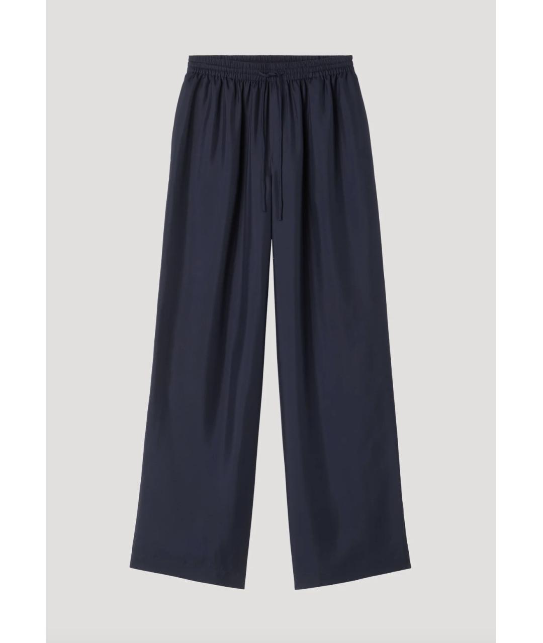 ROHE Темно-синие шелковые прямые брюки, фото 4