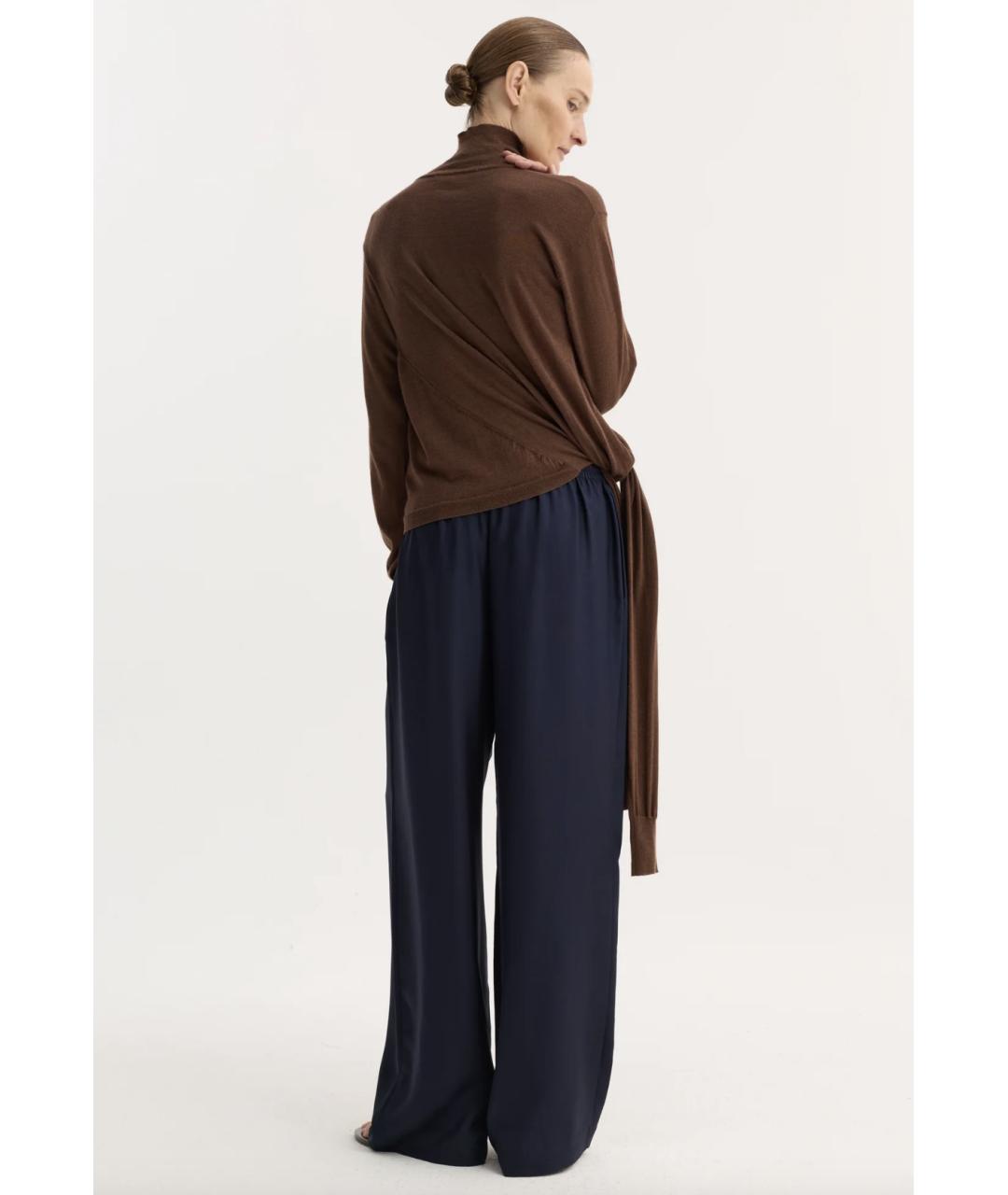 ROHE Темно-синие шелковые прямые брюки, фото 2