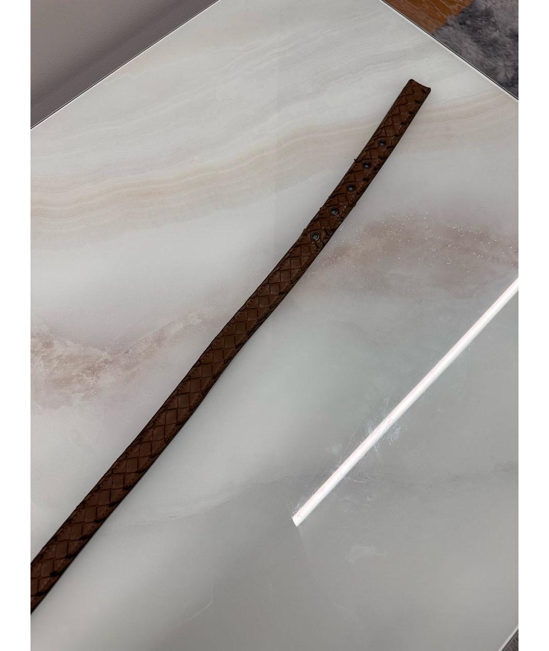 BOTTEGA VENETA Коричневый кожаный ремень, фото 4