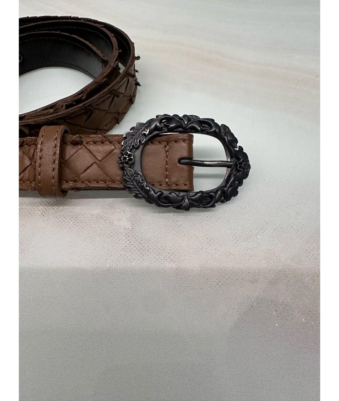 BOTTEGA VENETA Коричневый кожаный ремень, фото 2