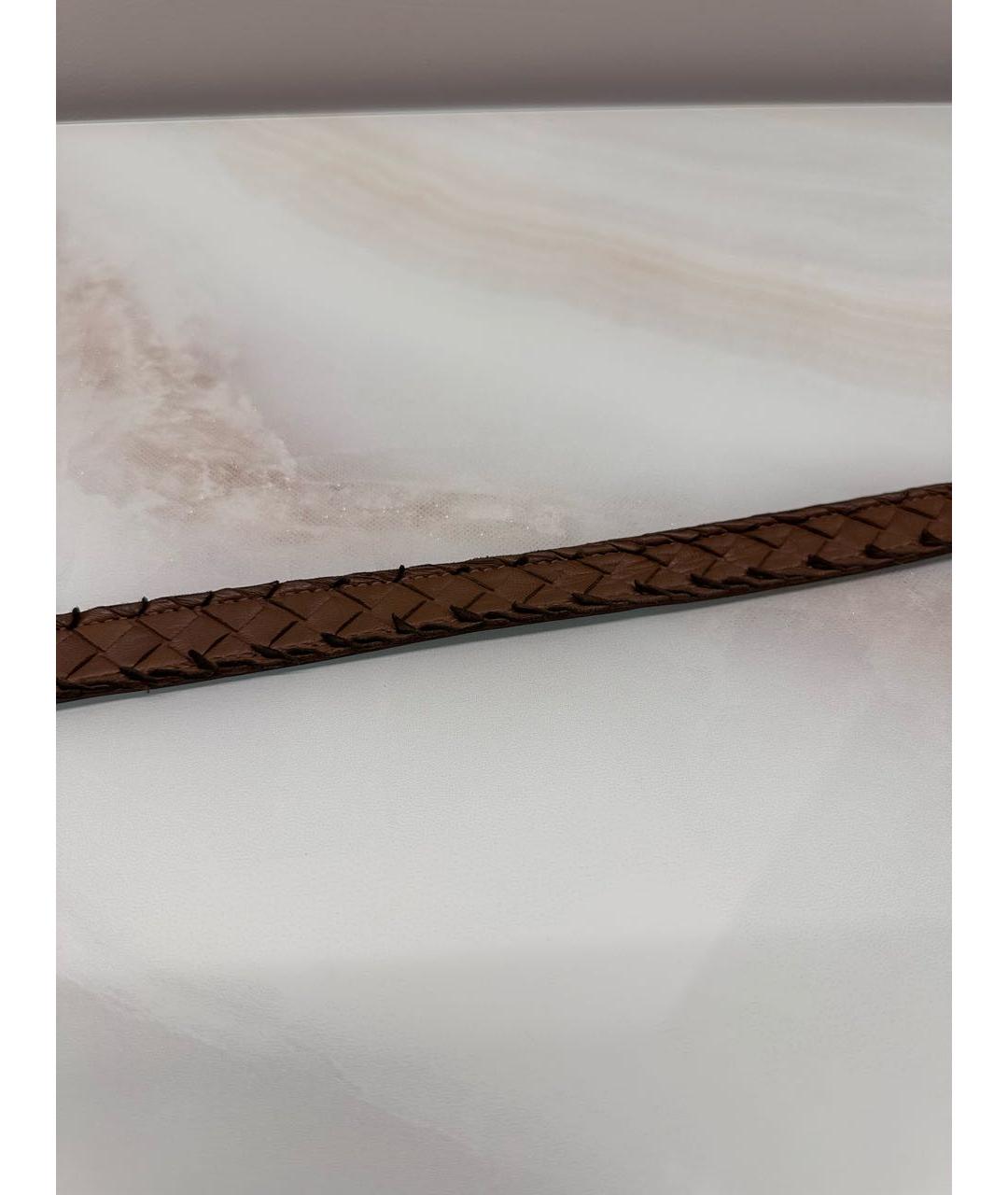 BOTTEGA VENETA Коричневый кожаный ремень, фото 5