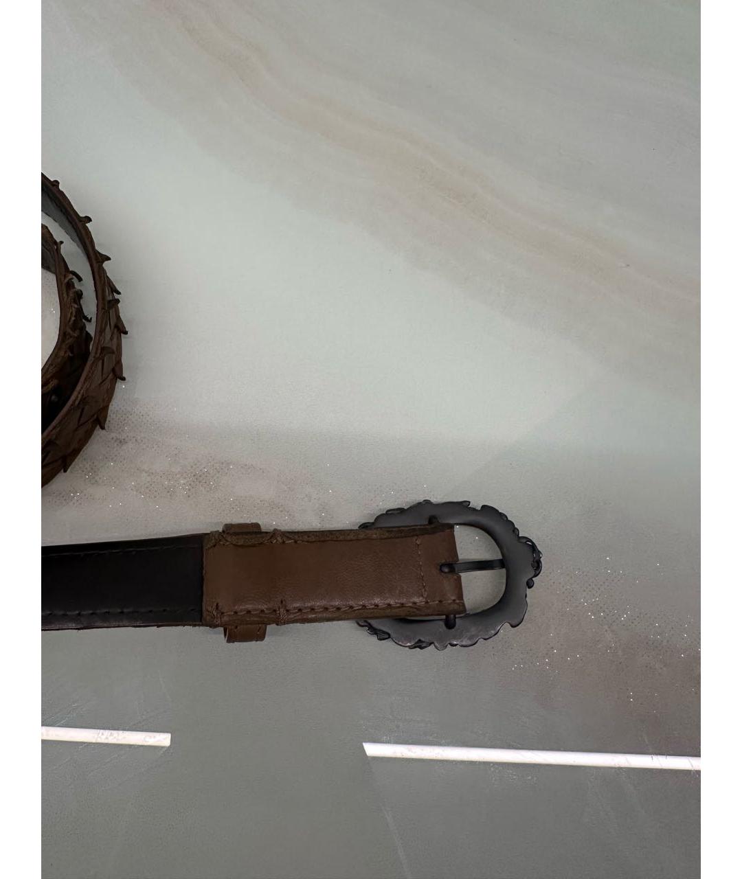 BOTTEGA VENETA Коричневый кожаный ремень, фото 7