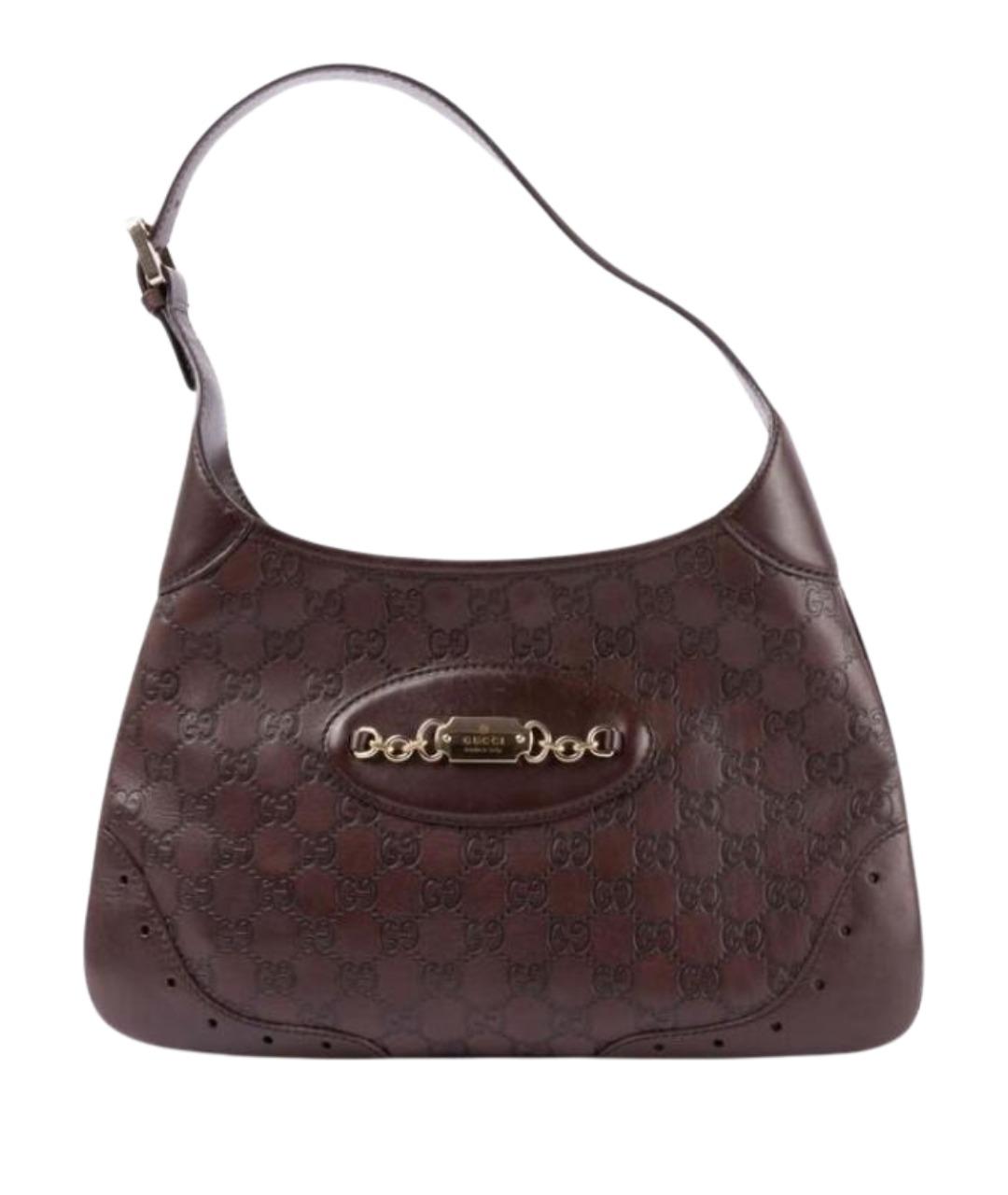 GUCCI Коричневая кожаная сумка с короткими ручками, фото 1