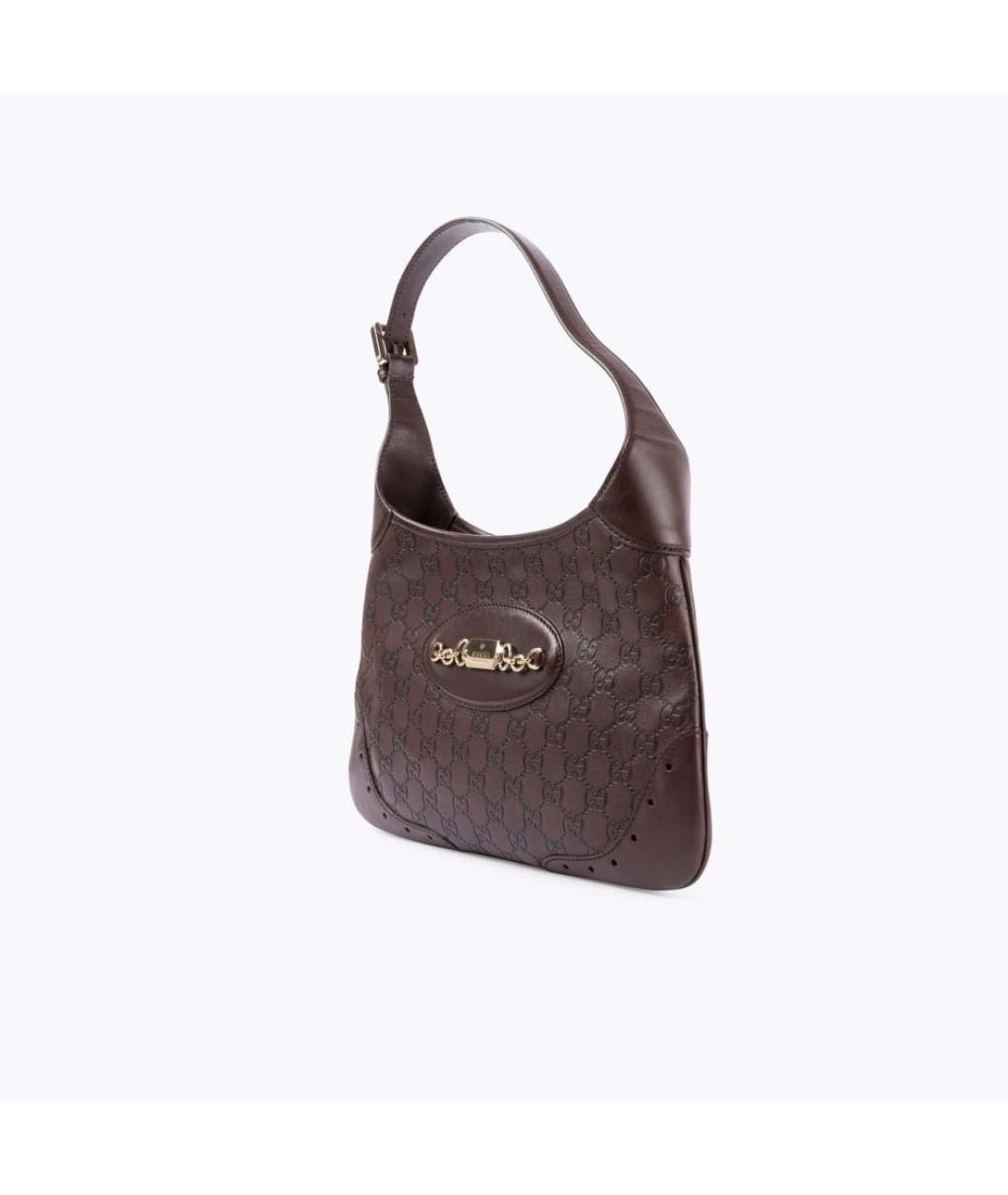 GUCCI Коричневая кожаная сумка с короткими ручками, фото 2