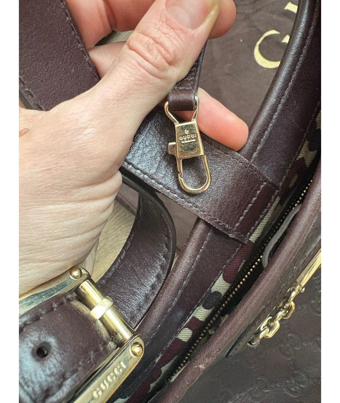 GUCCI Коричневая кожаная сумка с короткими ручками, фото 5