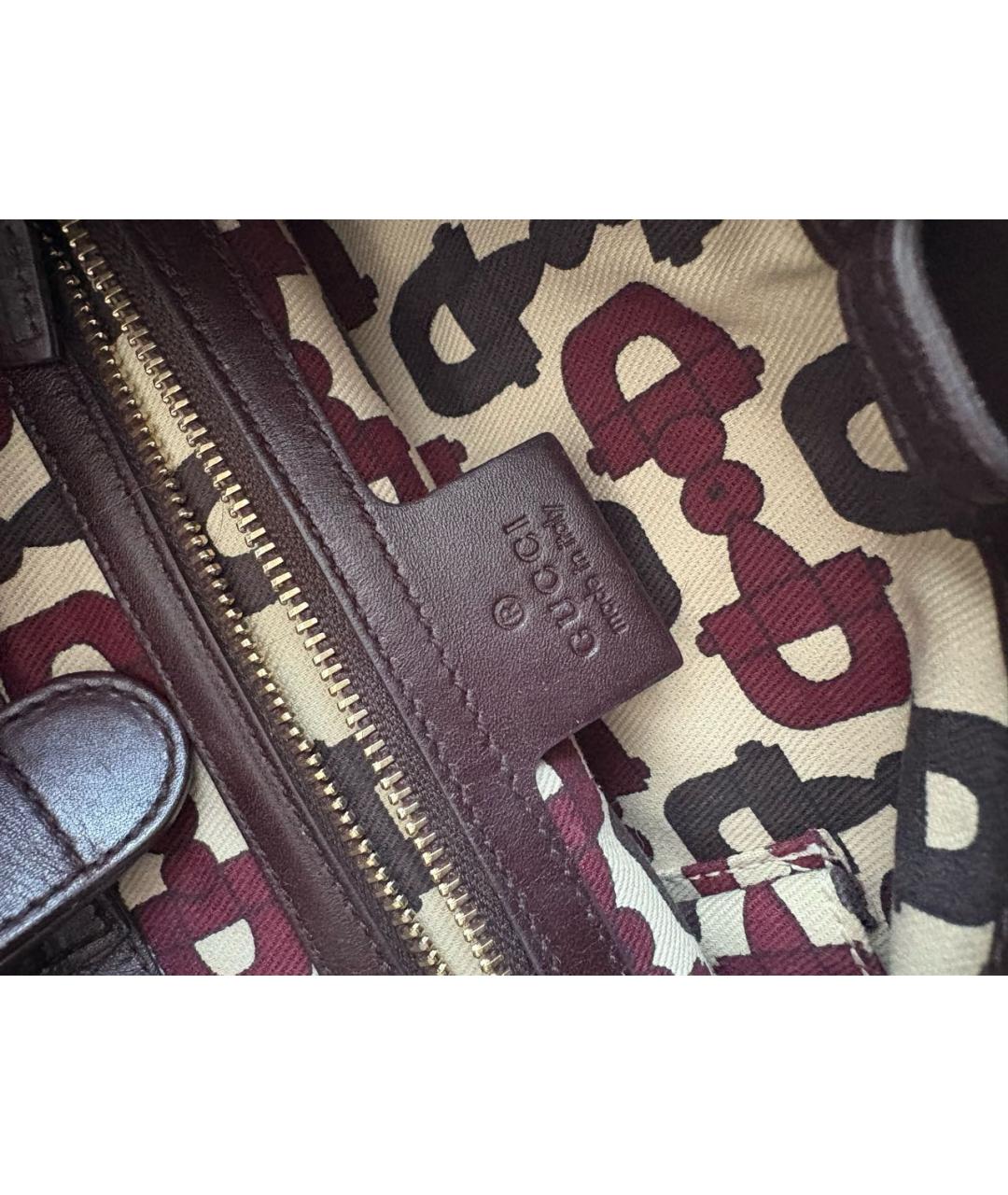 GUCCI Коричневая кожаная сумка с короткими ручками, фото 4