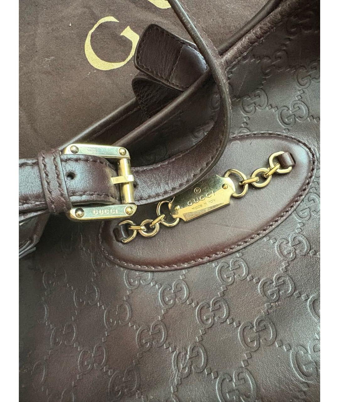 GUCCI Коричневая кожаная сумка с короткими ручками, фото 6