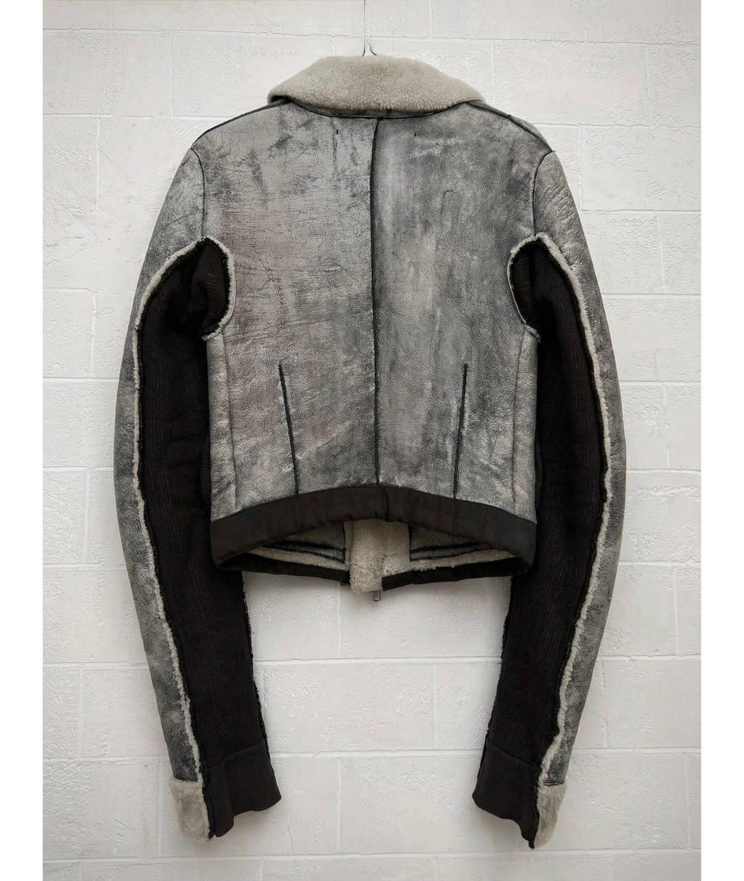 RICK OWENS Серая кожаная дубленка, фото 3