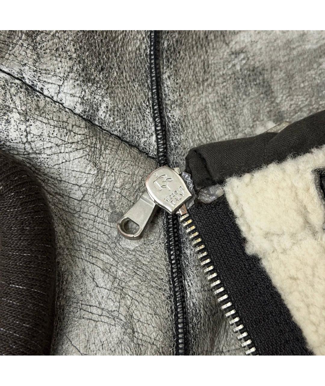 RICK OWENS Серая кожаная дубленка, фото 4