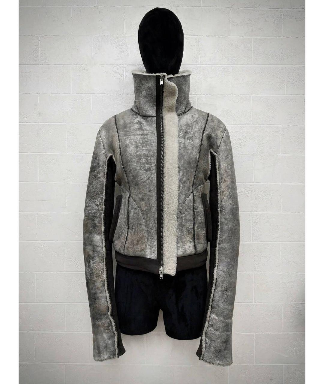 RICK OWENS Серая кожаная дубленка, фото 2