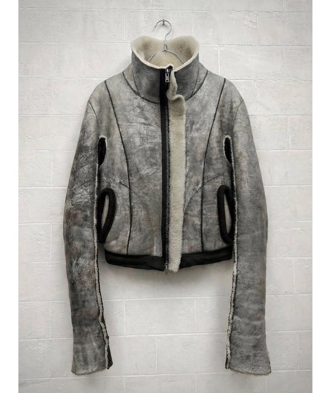 RICK OWENS Серая кожаная дубленка, фото 6